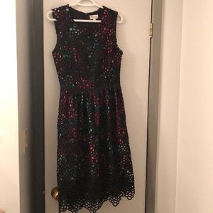 Floral and Woven Midi Dress